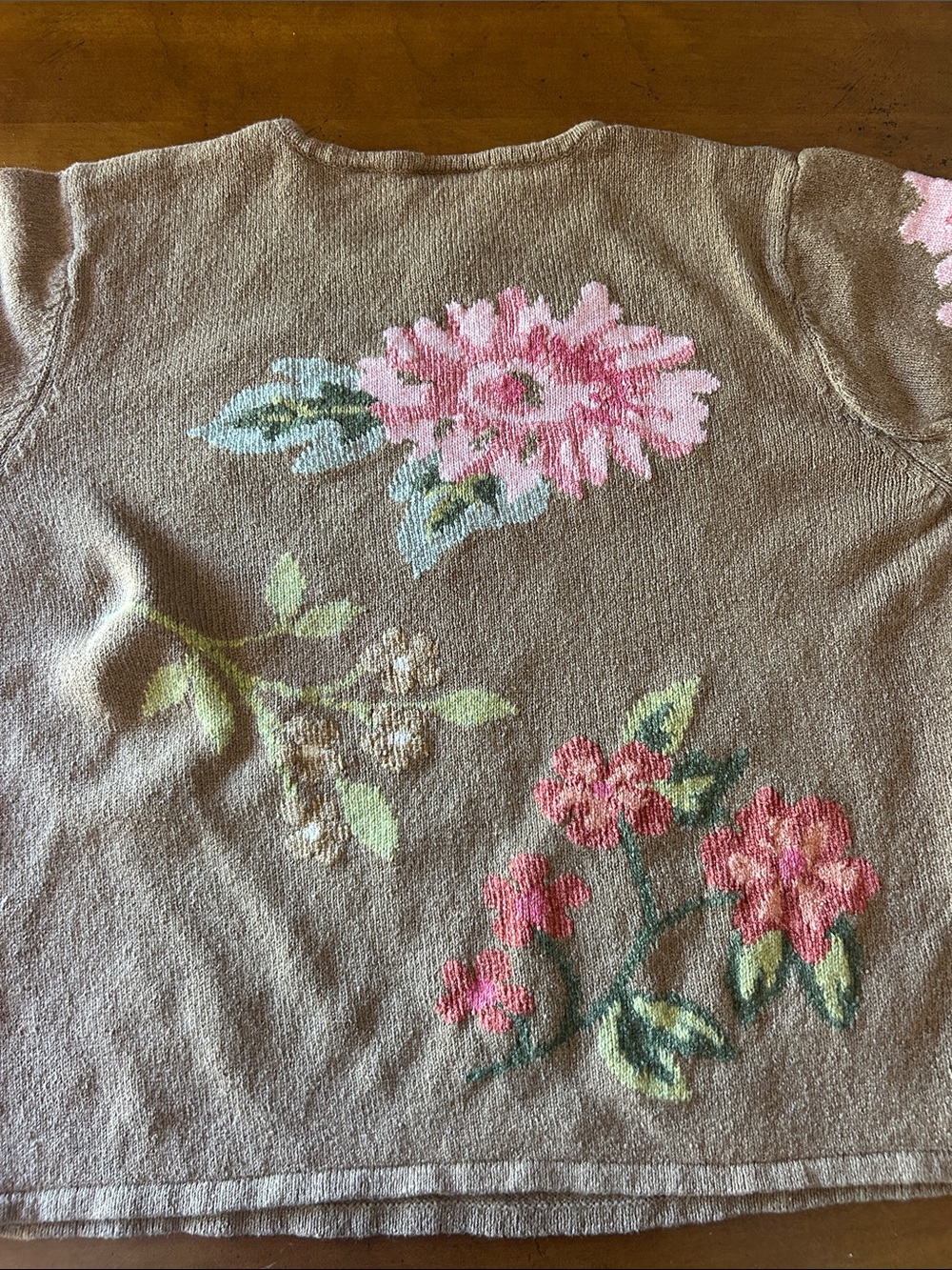 Vintage Talbots Taupe Floral Pullover sweater - Picture 6 of 7